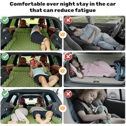 ONTYZZ Car Inflatable Bed Car Mattress SUV Air Mattress 2 Person Airbed for Travelling Camping Mat Self Inflating Sleeping Mats with Foot Pump & Cushion Inflatable Camping Bed 183 * 13 * 7CM