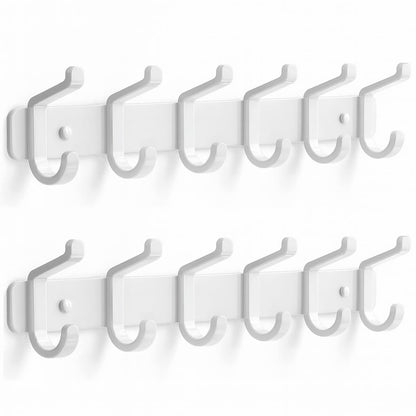 Coat Rack Wall Mount Heavy Duty, Wall Coat Hanger with Hooks, White 2 Pack