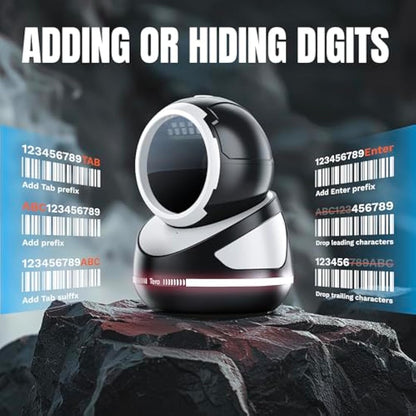 Tera Barcode Scanner Handsfree Omnidirectional: Pro Version Desktop 1D 2D QR USB Wired Adjustable Angle Plug and Play Bar Code Reader for POS Supermarket Retail Store Mobile Payment Model 9800 White