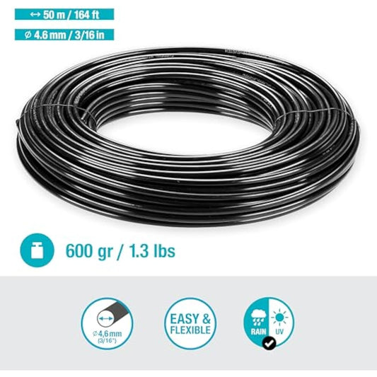 Gardena Micro-Drip System Supply Pipe: Flexible supply pipe, 4.6 mm (3/16"), can be laid above or below ground, UV-stabilised, 50 m (1348-20) Estándar 1348-20