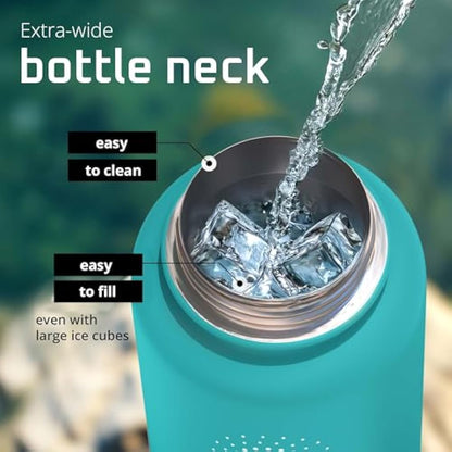 Stainless Steel Water Bottle with Straw & 3 Lids: 1 & 0,5L Leak-Proof BPA-Free Vacuum Insulated ACTIVE FLASK Drinking Bottles Hot Cold: Double Walled Outdoor Drink Thermo Mug Tea Coffee Sport Gym Bike