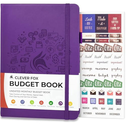 Clever Fox Budget Book – Financial Planner Organizer & Expense Tracker. Money Planner Account Notebook for Monthly Budgeting. Compact (Purple)