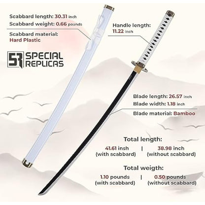 57 SPECIAL REPLICAS Roronoa Zoro Wooden Katana Sword 105cm Katanas Japanese Anime Cosplay Sword - Kitetsu/Shisui/Wado Ichimonji - 3 Piece Set JT10000
