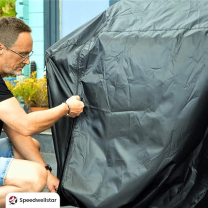 SpeedwellStar Heavy Duty BBQ Barbecue Grill Cover for Outdoor Grill – 145 L x 70 W x 120 H cm – Breathable & UV Resistant - Easy Access Dual Zips for Weber, Char-broil, Brinkmann, Outback and more.