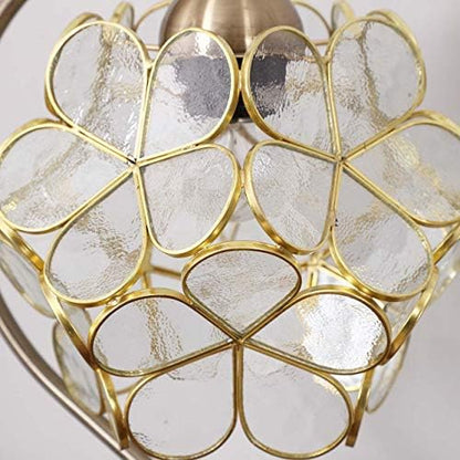 Bieye L30734 Tiffany Style Stained Glass Flower Petal Table Lamp with Brass Base for Home Décor (Clear, 8" Cherry Blossom)