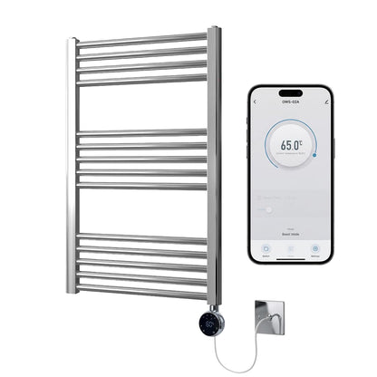 Greened House Chrome Electric WiFi Heated Towel Rail 500mm W x 800mm H