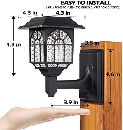 LeiDrail Solar Fence Lights Solar Lights Outdoor Garden LED Solar Powered Outdoor Wall Lights Waterproof Decor for Patio Yard Warm White 4 Pack