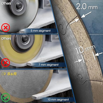 S&R Diamond Saw Blade 250 * 25,4 * 7 mm (1,6 mm), cutting disc for porcelain, fine stoneware, hard tiles, granite