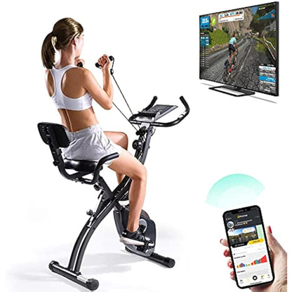 VRAi Fitness SXB-350 Bluetooth Smart Folding Exercise Bike-Kinomap Smartphone App Compatible and Live Video Streaming Classes-Our Magnetic Resistance Folding Bike is Best Exercise Bikes for Home Use
