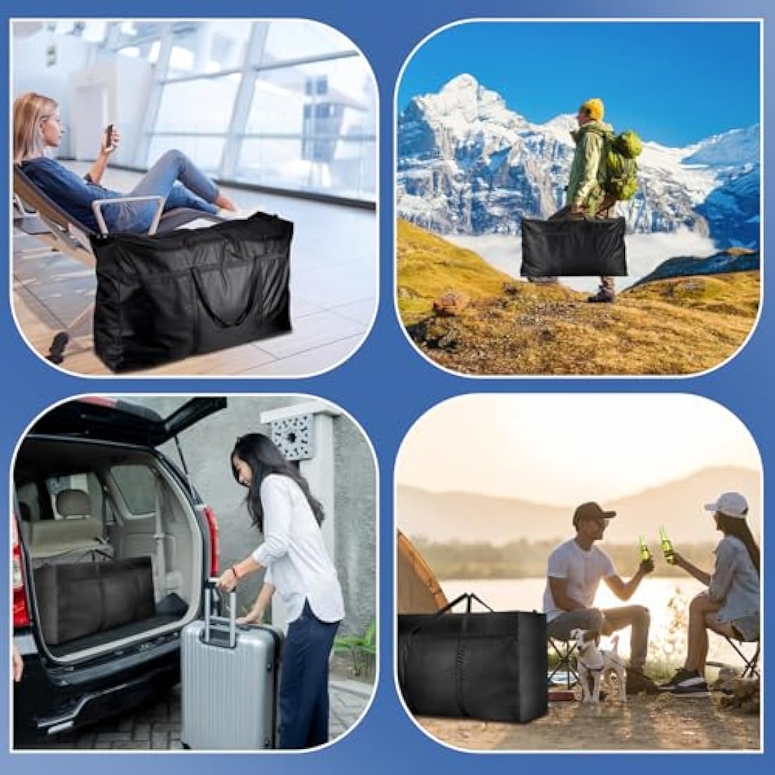 2 Pcs 120L Large Storage Bag, Extra Large Storage Bag with Zips for Moving Storage Clothes Bedding Duvet Quilt Blankets Waterproof Jumbo Storage Bags Moving Totes Christmas Storage Containers