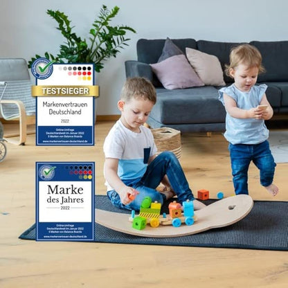 WAHU Board - Balance Board with Unique Rocker Shape Including Cork Roll - Surf Balance Board (100% Wood) | Balance Board Wood | 100% Fun Guaranteed