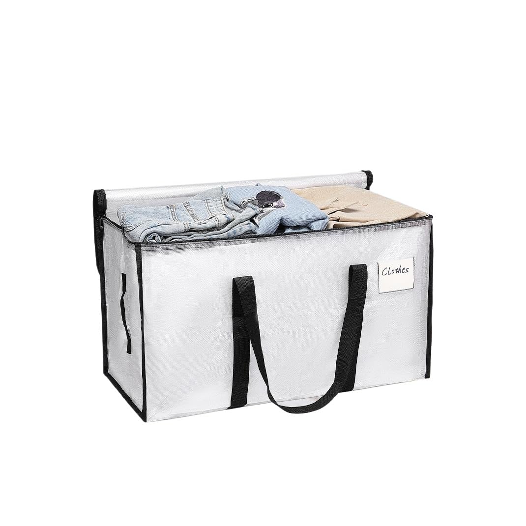 Mesiria 4 Pack 91L Clear Clothes Storage Bags with Lids, Heavy Duty Moving Bags with Zips & Reinforced Handles