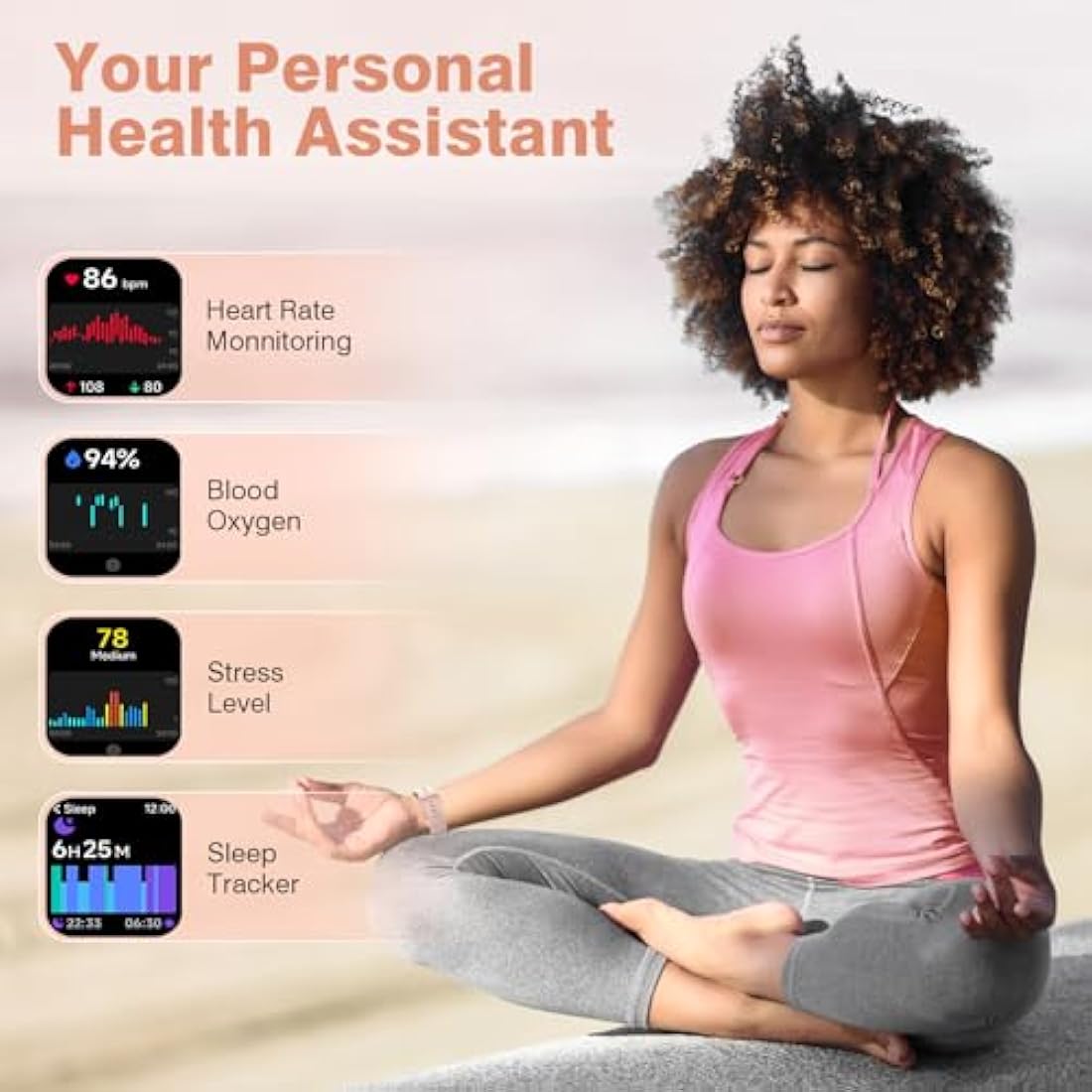 Smart Watch for Women Answer/Make call & Alexa Built-in, 1.8" Fitness Watch Men with 100+ Sport Modes & IP68 Waterproof, Fitness Tracker with Heart Rate Sleep Monitor, Step Counter for iOS Android