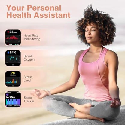 Smart Watch for Women Answer/Make call & Alexa Built-in, 1.8" Fitness Watch Men with 100+ Sport Modes & IP68 Waterproof, Fitness Tracker with Heart Rate Sleep Monitor, Step Counter for iOS Android