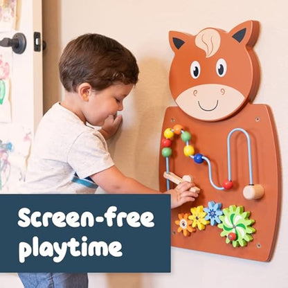 SPARK & WOW Horse Activity Wall Panel | Toddler Activity Centre | Wall-Mounted Toy for Kids Aged 18M+ | Decor for Bedrooms, Nurseries and Play Areas