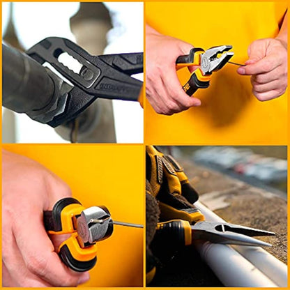 INGCO 4Pcs Pliers Set 8 Inch Combination Plier 7 Inch Diagonal Cutting Plier 6 Inch Long Nose 10 Inch Pump with Stackable Plastic Box HKTV01P041