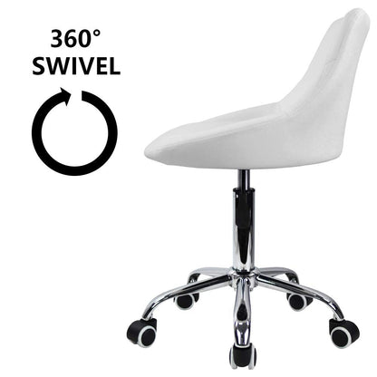 KKTONER Office Computer Desk Chair Mid Back PU Leather Height Adjustable Swivel Modern Task Chair Home Vanity Chair Drafting Work SPA Salon Stools