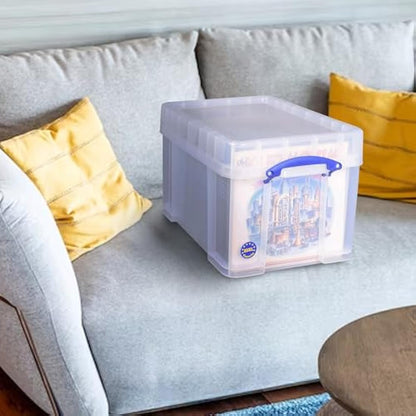 Really Useful Box Plastic Storage Bonus Pack 3x35 Litre Clear with XL Lid Clear