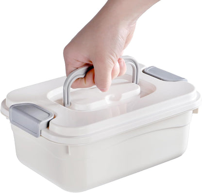 Elsjoy Set of 6 Small Plastic Storage Box With Lid and Handle, 2L Latch Storage Box Bins Stackable Storage Container