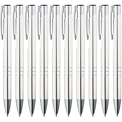 GIMEI Metal Ballpoint Pen Pack of 50 Premium Set High Quality for Easy and Soft Writing Blue Writing Ballpoint Pen White as a Visual Eye-Catcher