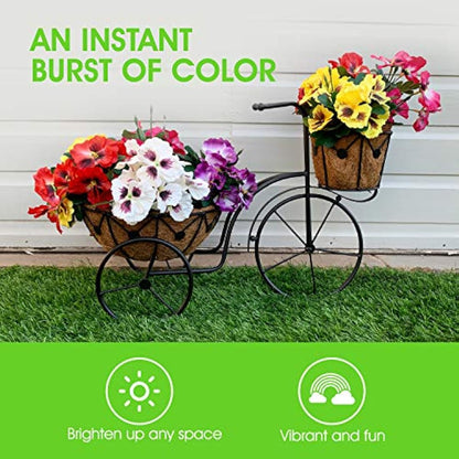 Garden 365 Artificial Pansy Flowers - Fake Plants for Outdoor or Indoor Use - Faux Flower Decorations with Fade Resistant Colour - POTS NOT INCLUDED (5 Pack - Red)