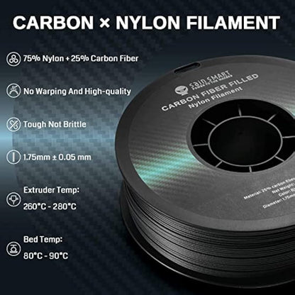 SainSmart 1.75mm Black ePA-CF Carbon Fiber Filled Nylon Filament 1KG (2.2lbs) Spool for 3D Printer
