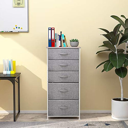 YITAHOME Chest of Drawers, Non-Woven Fabric 5-Drawer Storage Organizer Unit for Bedroom Living Room Closet, Sturdy Steel Frame, Easy Pull Fabric Bins & Wooden Top, Fabric Dresser