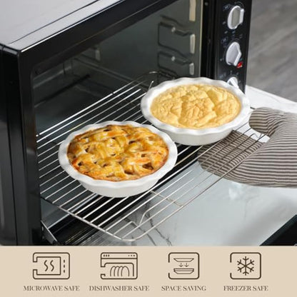 MALACASA Ceramic Mini Pie Dishes, Pie Pan for Baking 6.6 Inch,12 OZ Pie Plate Round Pie Dish for Baking Fluted Pie Dish Baking Pan, Non Stick Deep Pie Dishes for Quiche (Ivory White, 6PC)