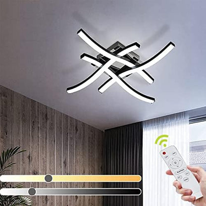 Beleben Dimmable LED Ceiling Light Elegant Curved Design Lights 4 Built-in Boards 24W Lamp Color Temprature and Brightness Adjustable Remote Control Suitable for Bedroom Kitchen, Boards-black