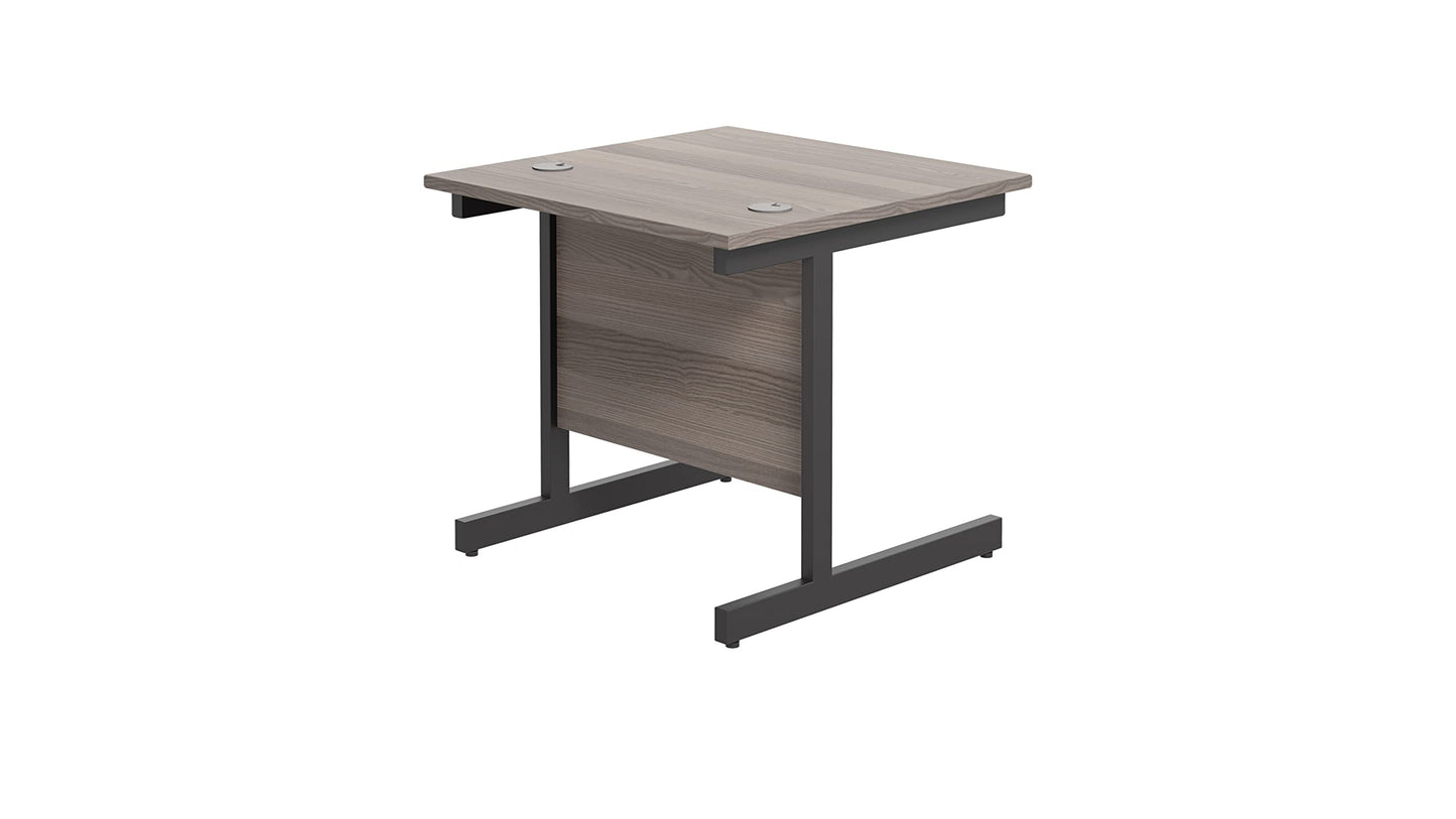 Office Hippo Heavy Duty Rectangular Cantilever Office Desk, Grey Oak Top/Black Frame, 80x80 cm