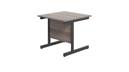 Office Hippo Heavy Duty Rectangular Cantilever Office Desk, Grey Oak Top/Black Frame, 80x80 cm