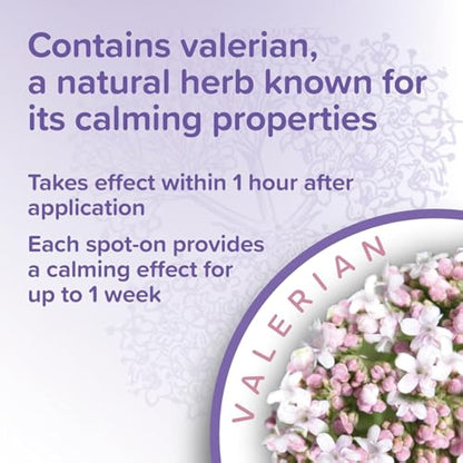 Beaphar - Herbal Calming Spot-On for Cats - Contains Natural Herb Valerian - Promotes Calming During Fireworks, Thunderstorms, Travel & Stressful Situations - 1 Pipette Lasts Up To 1 Week - 3 Pipettes