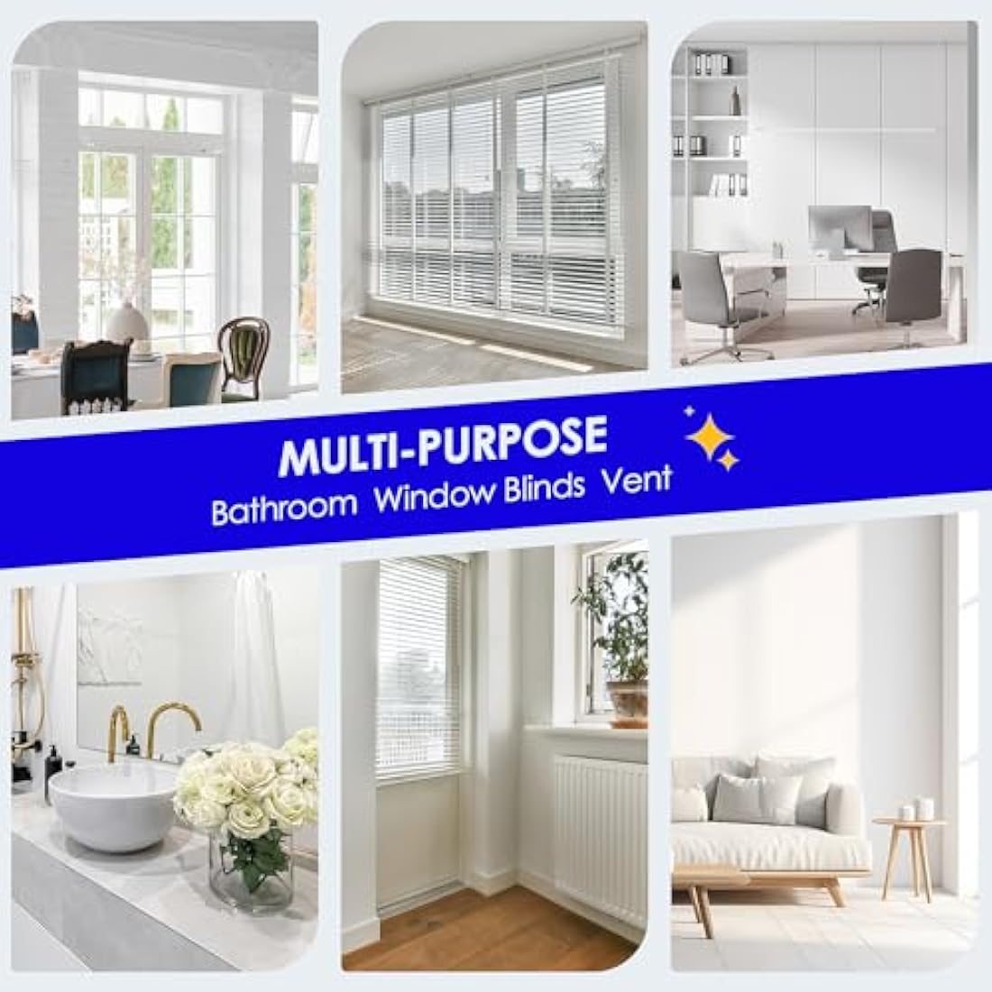 6 Pack Damp Clean Duster Sponge, Sponge Cleaning Brush, Reusable Sponge, Duster for Cleaning Blinds, Glass, Baseboards,Vents, Railings, Mirrors, Window Track Grooves and Faucets