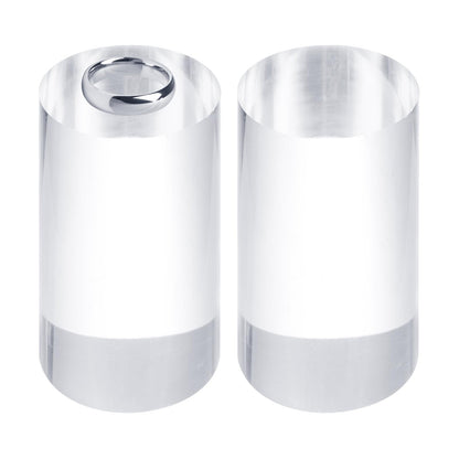 sourcing map 2pcs Acrylic Cylinder Display Blocks, 60 x 100 mm/2.4" x 3.9" Clear Jewelry Display Base Polished Cube Riser Stand Display Holder Base