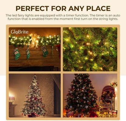 GloBrite Fairy Lights 1000 LED - Christmas Lights with 8 Modes Function for Christmas Tree Outdoor Lights Christmas Lights Garden Lights Christmas Tree Decorations - White