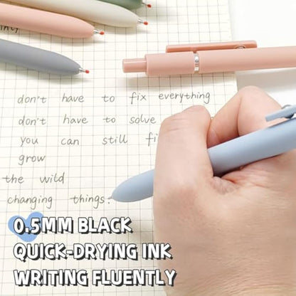 UIXJODO Gel Pens, 10 Pcs 0.5mm Fine Point Black Ink Pens with Soft Grip, Morandi Series for Writing, Note Taking