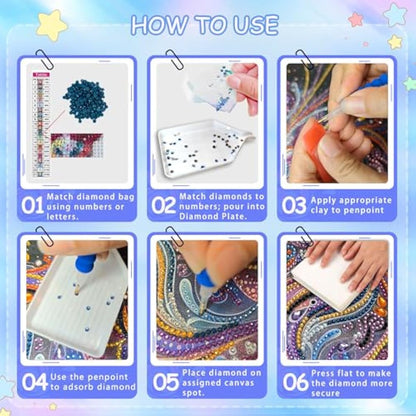 KEYRANKE 12 Pack Disney Diamond Art Kits Adults Kids, Princess Diamond Painting Kits Full Drill Shiny Diamond Embroidery Pictures Crystal Art Kits for Home Wall Decor Christ-mas Gift 11.6X11.6 inch