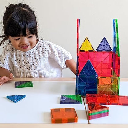 MAGNA-TILES Classic 32-Piece Magnetic Construction Set, Magnet Building Blocks, STEM Engineering Toys & Math Manipulatives, Preschool, Classroom, Playroom, Sensory Room Essentials