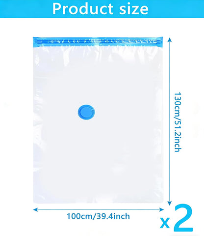 2 Pack 100 X 130cm Vacuum Storage Bags, Extra Large Strong Space Saver Compression Bags