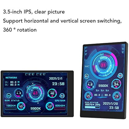 3.5in IPS USB Mini Screen, PC Temperature Monitor AIDA64 PC CPU, GPU,RAM, FPS, HDD Data Monitor PC Sensor Panel Display Temperature Display, Computer Temp Monitor