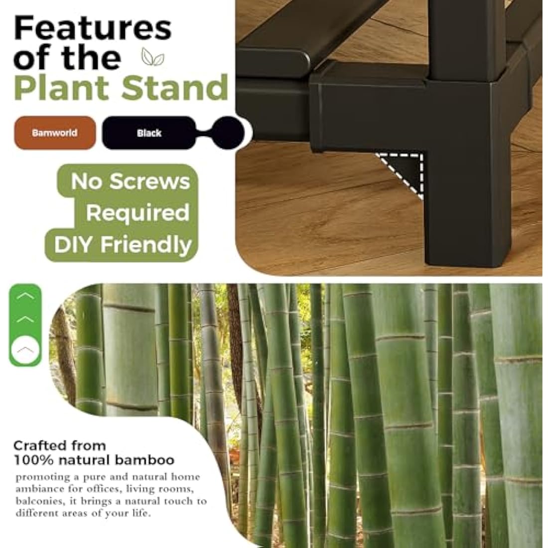 Bamworld Plant Stand Indoor Outdoor Wood Plant Stands for Multiple Plants, Plant Shelf Ladder Table Plant Pot Stand for Living Room, Patio, Balcony, Plant Gardening Gift