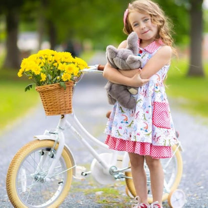 Glerc Little Molly 14 Inch Kids Retro Girls Bike for 2-13 Year Old with Wicker Basket & Stabilisers/Kickstand, Multiple Colors