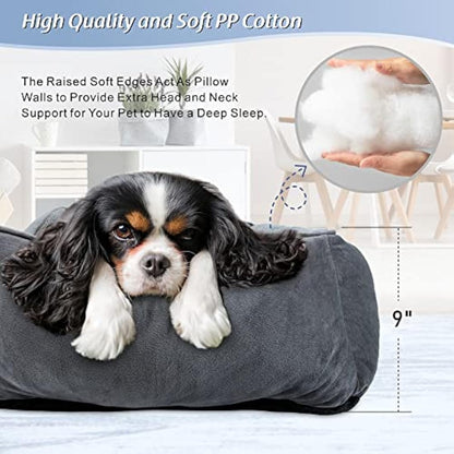 MIXJOY Dog Bed Extra Large Pet Bed, Grey Orthopedic Washable XL Dog Bed with Anti-Slip Bottom, Calming Cat Bed for Labrador, German Shepherd, Golden Retriever, 89×64×23 cm