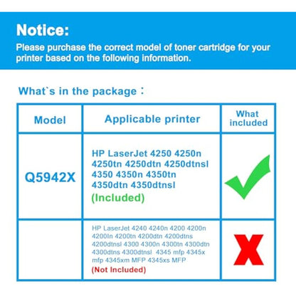 LCL Compatible Toner Cartridge 42X Q5942X High Yield (1 Black) Replacement for HP LaserJet 4240 4240n 4250 4250n 4250tn 4250dtn 4250dtnsl 4350 4350n 4350tn 4350dtn 4350dtnsl
