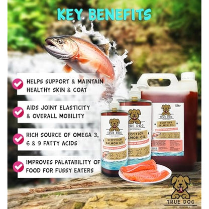 True Dog 100% Pure Scottish Salmon Oil 5ltr | Salmon Oil for Dogs & Cats, Omega 3, 6 & 9, Skin and Coat Health, Joint & Mobility Support