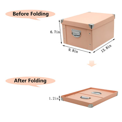 GUOZI Collapsible Storage Box with Lid, Decorative Cardboard File Organizer