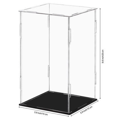 Dezzer Acrylic Display Case Box with Black Base, Assemble Countertop Clear Acrylic Dustproof Protection Showcase for Action Figures Toys