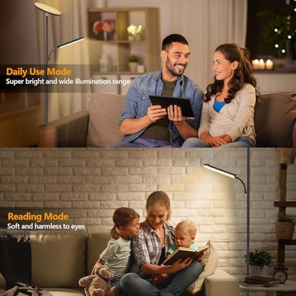 LED Uplighter Floor Lamp, Super Bright Stand Lamp, Dimmable Brightness and 4 Color Temperatures, Remote & Touch Control for Living Room Bedroom Office (Carbon Black)