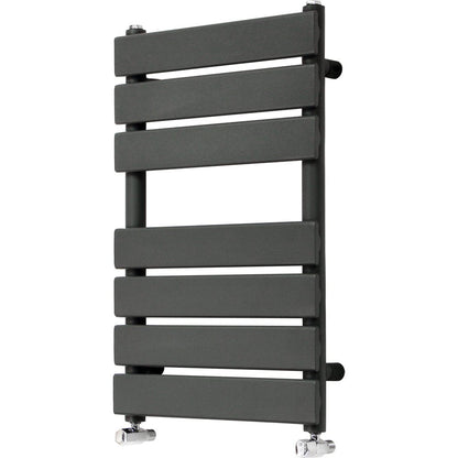 NRG 650x500mm Anthracite Flat Panel Heated Towel Rail Radiator with Valves