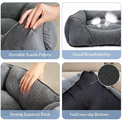 MIXJOY Dog Bed Extra Large Pet Bed, Grey Orthopedic Washable XL Dog Bed with Anti-Slip Bottom, Calming Cat Bed for Labrador, German Shepherd, Golden Retriever, 89×64×23 cm